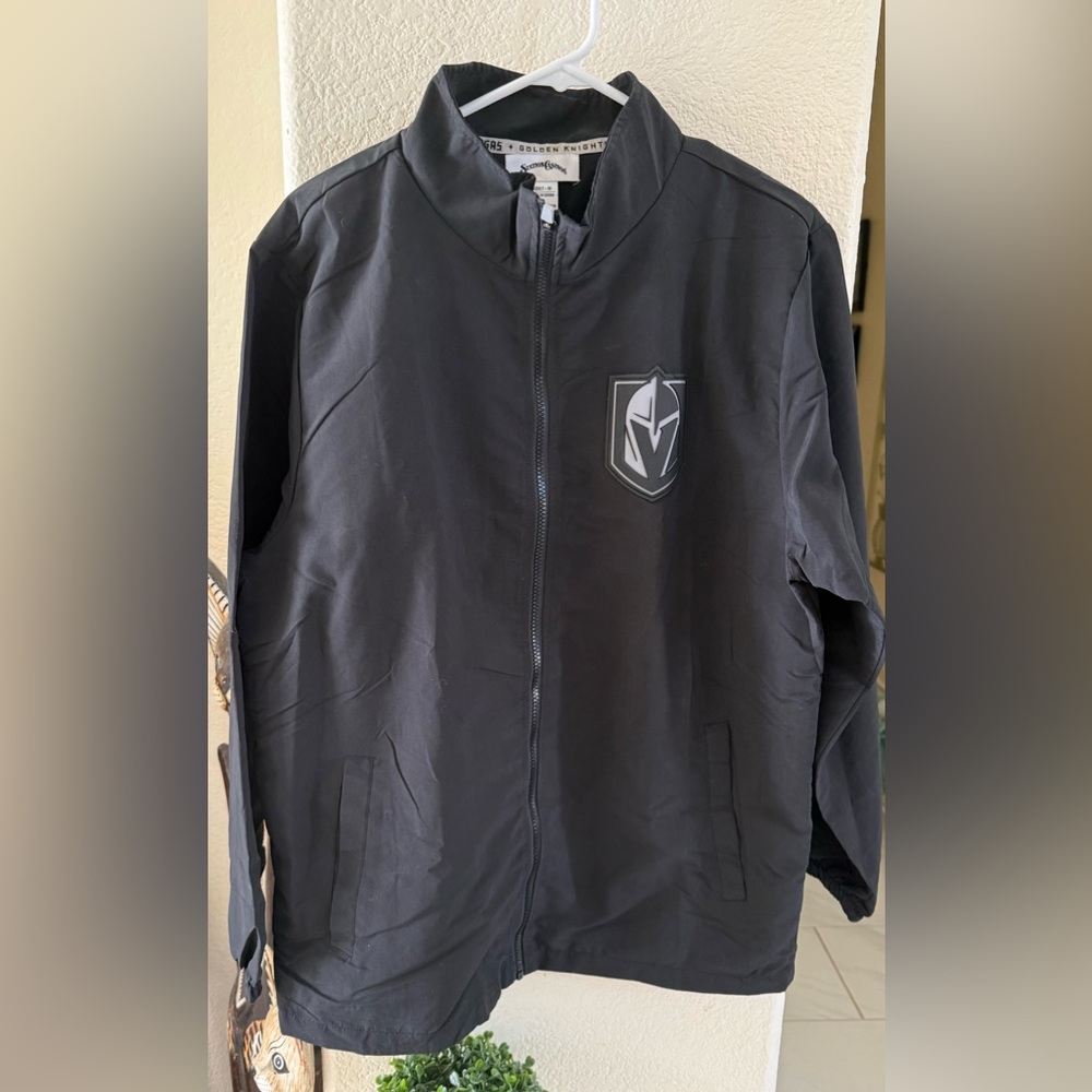 VGK : Men's (Medium) Black Full-Zip Windbreaker Jacket with Shield Logo NWOT